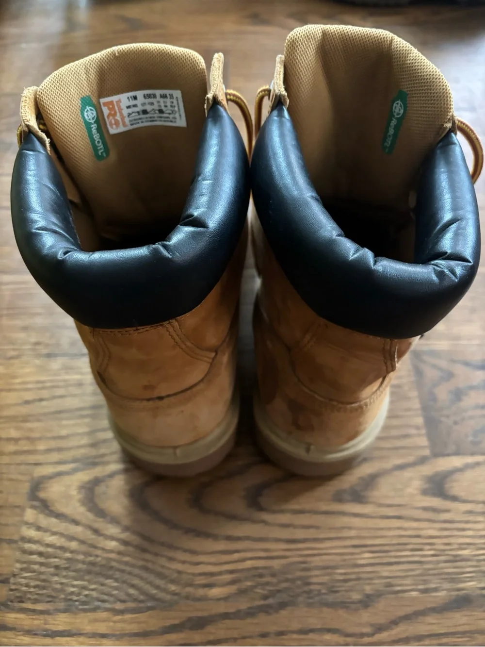 Timberland Wheat Brown Work Boots with Black Collar